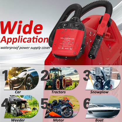 Wodli Fuel Transfer Pump with Auto-Stop Sensor, 42inch Hose Portable Power Battery Gas Pump for Gas Can, Gas Can Pump Gasoline Transfer Pump with 3 Can Adapters, Liquid Transfer Pump for Oil, Diesel