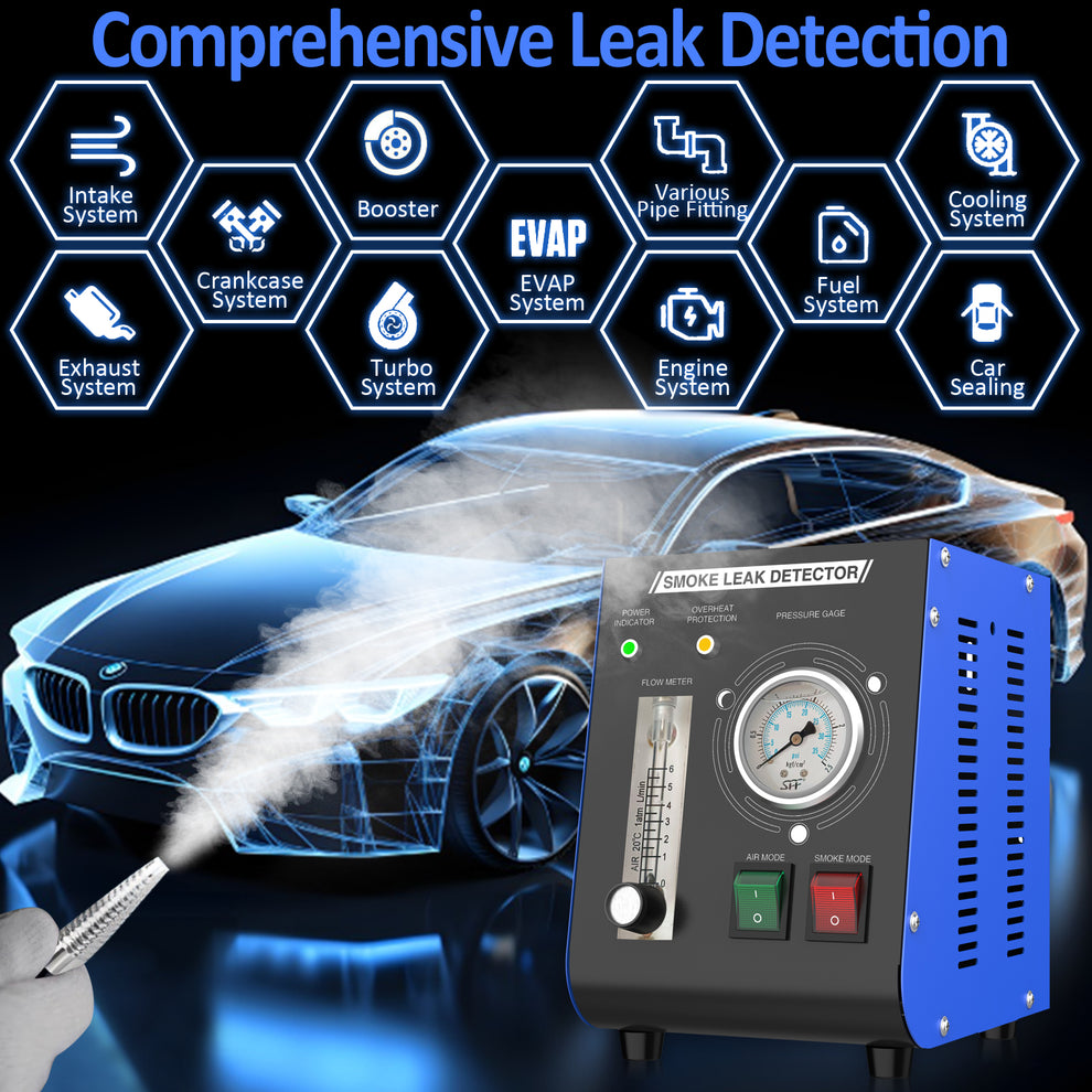 Automotive Smoke Machine Leak Detector - EVAP Tester With Built-in Air Pump For 12V Vehicles
