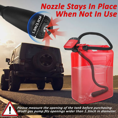 Wodli Fuel Transfer Pump with Auto-Stop Sensor, 42inch Hose Portable Power Battery Gas Pump for Gas Can, Gas Can Pump Gasoline Transfer Pump with 3 Can Adapters, Liquid Transfer Pump for Oil, Diesel