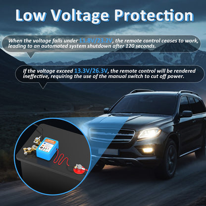 Wodli Kill Switch for Car, Remote Battery Disconnect Switch 12V, Car Anti Theft Kill Switch with Remote Control Fobs, Battery Cut Off Switch for Automobile, RV, ATV, Truck, Boat (Flat Installation)