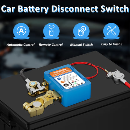 Wodli Kill Switch for Car, Remote Battery Disconnect Switch 12V, Car Anti Theft Kill Switch with Remote Control Fobs, Battery Cut Off Switch for Automobile, RV, ATV, Truck, Boat (Flat Installation)
