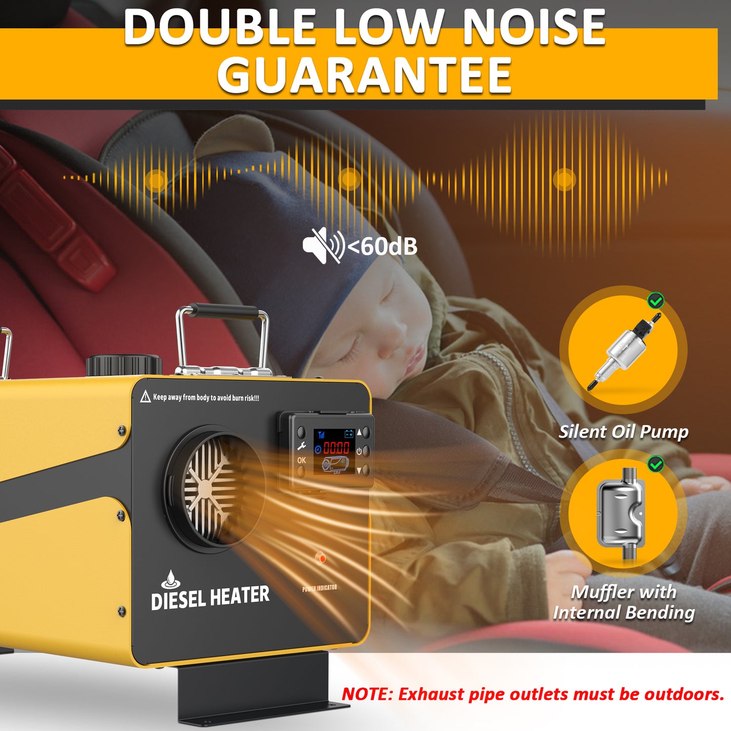 Wodli 12000W Diesel Heater 12V/24V/110V, All-in-One Portable Diesel Air Heater with LCD Monitor & Remote Control, Diesel Parking RV Heater with Power Adapter for Camper Tent Truck Boat Car Shop Garage