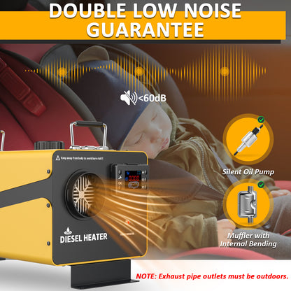 Wodli 12000W Diesel Heater 12V/24V/110V, All-in-One Portable Diesel Air Heater with LCD Monitor & Remote Control, Diesel Parking RV Heater with Power Adapter for Camper Tent Truck Boat Car Shop Garage