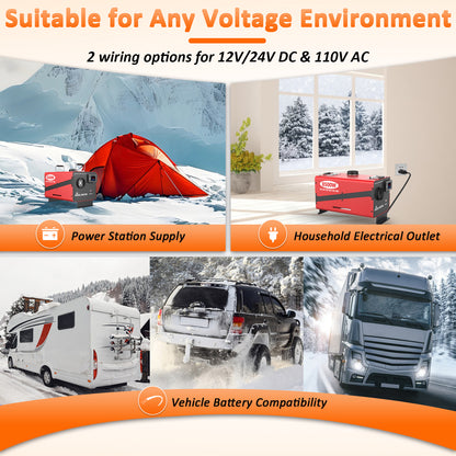 Wodli 8500W Diesel Heater, 12V/24V/110V All-in-One Portable Parking Air Space Heater with LCD Monitor & Remote Control, Fast Heating Low Noise for RV, Trailer, Van, Truck, Boat, Garage, Tent, Camper