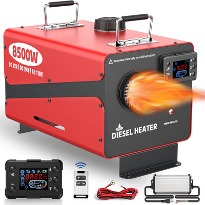 Wodli 8500W Diesel Heater, 12V/24V/110V All-in-One Portable Parking Air Space Heater with LCD Monitor & Remote Control, Fast Heating Low Noise for RV, Trailer, Van, Truck, Boat, Garage, Tent, Camper