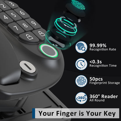 Wodli 4-in-1 RV Door Lock Keyless Entry - Bluetooth, Fingerprint, Keypad & 4 Backup Keys for Camper Trailer & Cargo | 3.75"x2.75"x1.5" Opening Size, Not fit Class A or Class C RVs