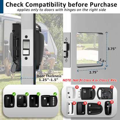Wodli 4-in-1 RV Door Lock Keyless Entry - Bluetooth, Fingerprint, Keypad & 4 Backup Keys for Camper Trailer & Cargo | 3.75"x2.75"x1.5" Opening Size, Not fit Class A or Class C RVs