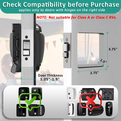 Wodli Upgraded RV Door Lock Replacement, 4-in-1 RV Lock Keyless Entry with Bluetooth, Fingerprint, Passwords, Keys, Opening Size 3.75"x2.75"x1.5", Not fit Class A or Class C RVs