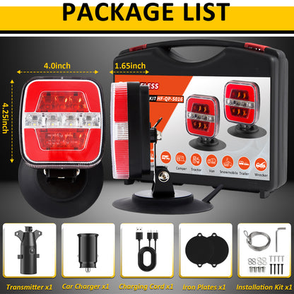 Wodli Wireless Trailer Lights Magnetic, Rechargeable Magnetic LED Tow Light with 2 Mounting Options, 110° Adjustable Wireless Towing Tail Light Kit for Car, Truck, Boat, RV, Vehicle, Caravan, Camper