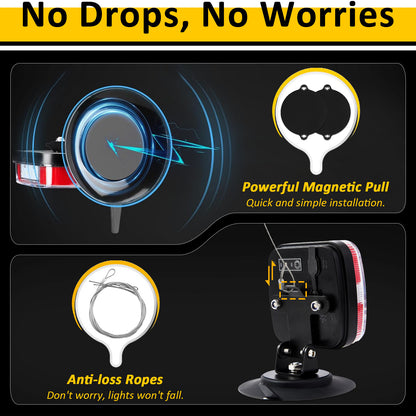 Wodli Wireless Trailer Lights Magnetic, Rechargeable Magnetic LED Tow Light with 2 Mounting Options, 110° Adjustable Wireless Towing Tail Light Kit for Car, Truck, Boat, RV, Vehicle, Caravan, Camper